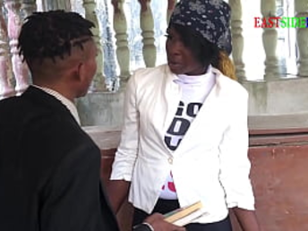 Dark-hued hoe gets boinked rigid from behind in public church website