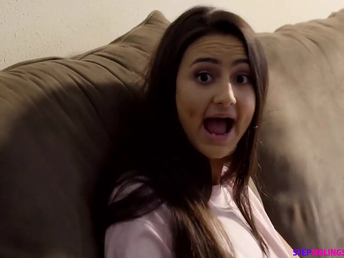 Eliza Ibarra's stepbrother bangs her tight muff and finishes off in her gullet in Pov