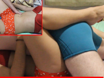 School-Duo grinds and penetrates in cock-squeezing underpants while pleasing each other's culo holes