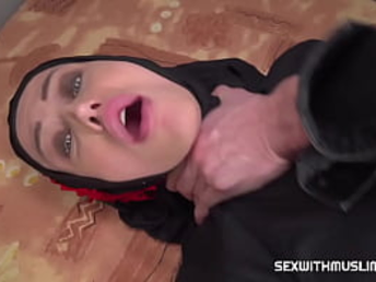 Caught hijab-dressed in COUGAR providing blow-job in Arab porno flick