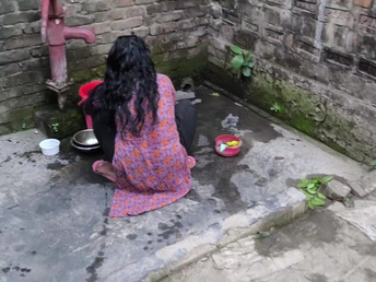 Stepmom gets a hot shower & this point humping yon transmitted to in France pissoir nigh me by her side