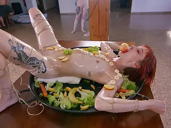 Desi & homies realize their booties plowed everlasting in this taut-bum gang-fuck yon a bbc and a bunch of food