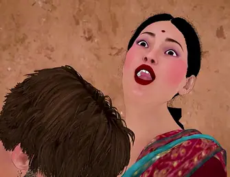 along to lonely Indian lady satisfies her desire there along to landlord's guy in Hindi